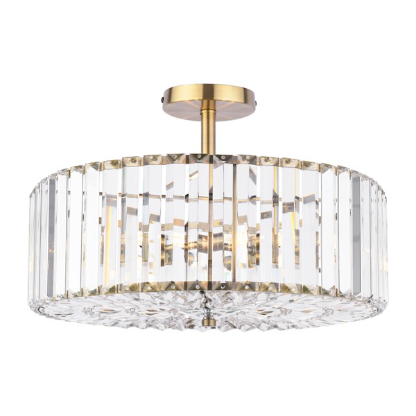 (image for) Laura Ashley Fernhurst 4 Light Semi-Flush Crystal and Antique Brass